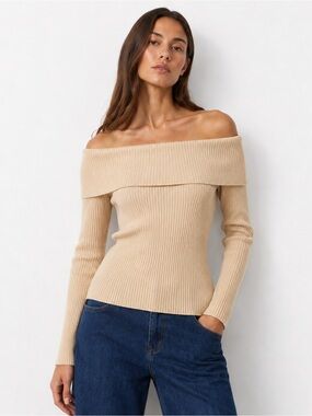 NWT Brunette the Label Off the Shoulder Ribbed Top